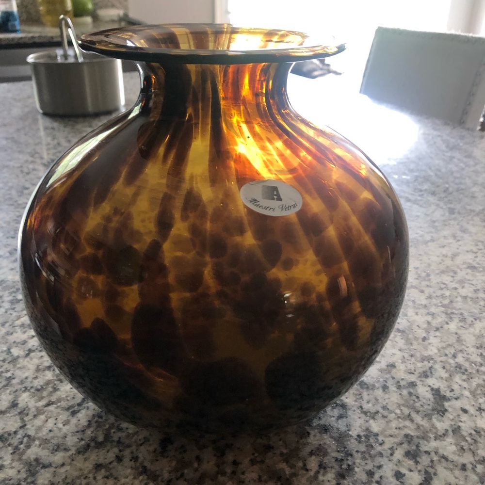 Maestri Vetrai Murano tortoise shell glass vase